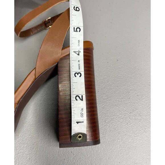 Bleecker & Bond Sienna Leather Ankle Strap Block Heel Platform Sandal Brown 7.5 - Picture 8 of 8